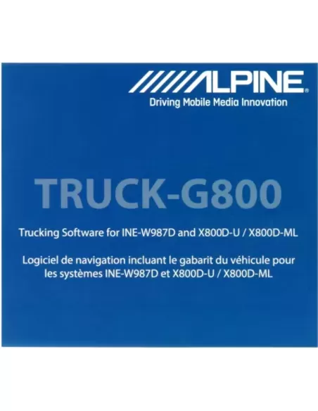 Alpine TRUCK-G800 navigatiesoftware voor cmaper en truck op de Alpine X800 of INE-W987D