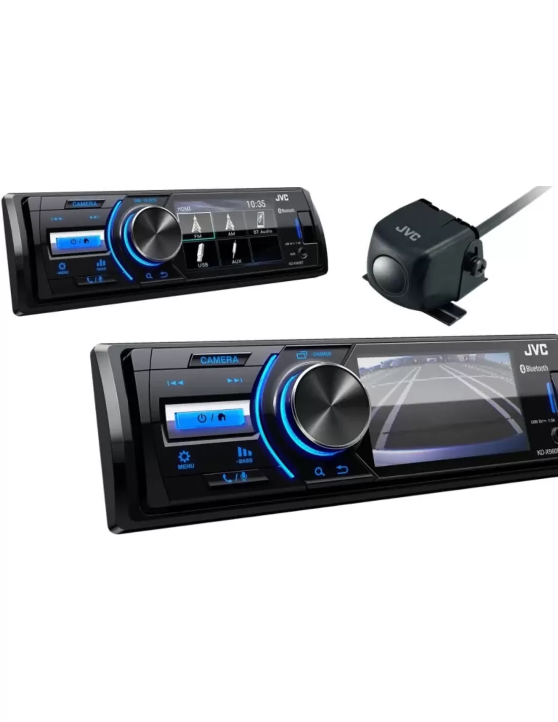 JVC KD-X560BT Premium Mechless Tuner, Car Radio, with 3 Screen, Bluetooth,  USB Input, AUX, Rear Camera Input